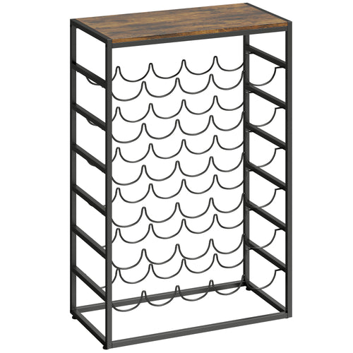 30-Bottle Industrial 6-Tier Freestanding Wine Rack Rustic Brown
