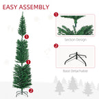 7.5ft Pre-Lit Pencil Shape Christmas Tree with Colourful LED Lights