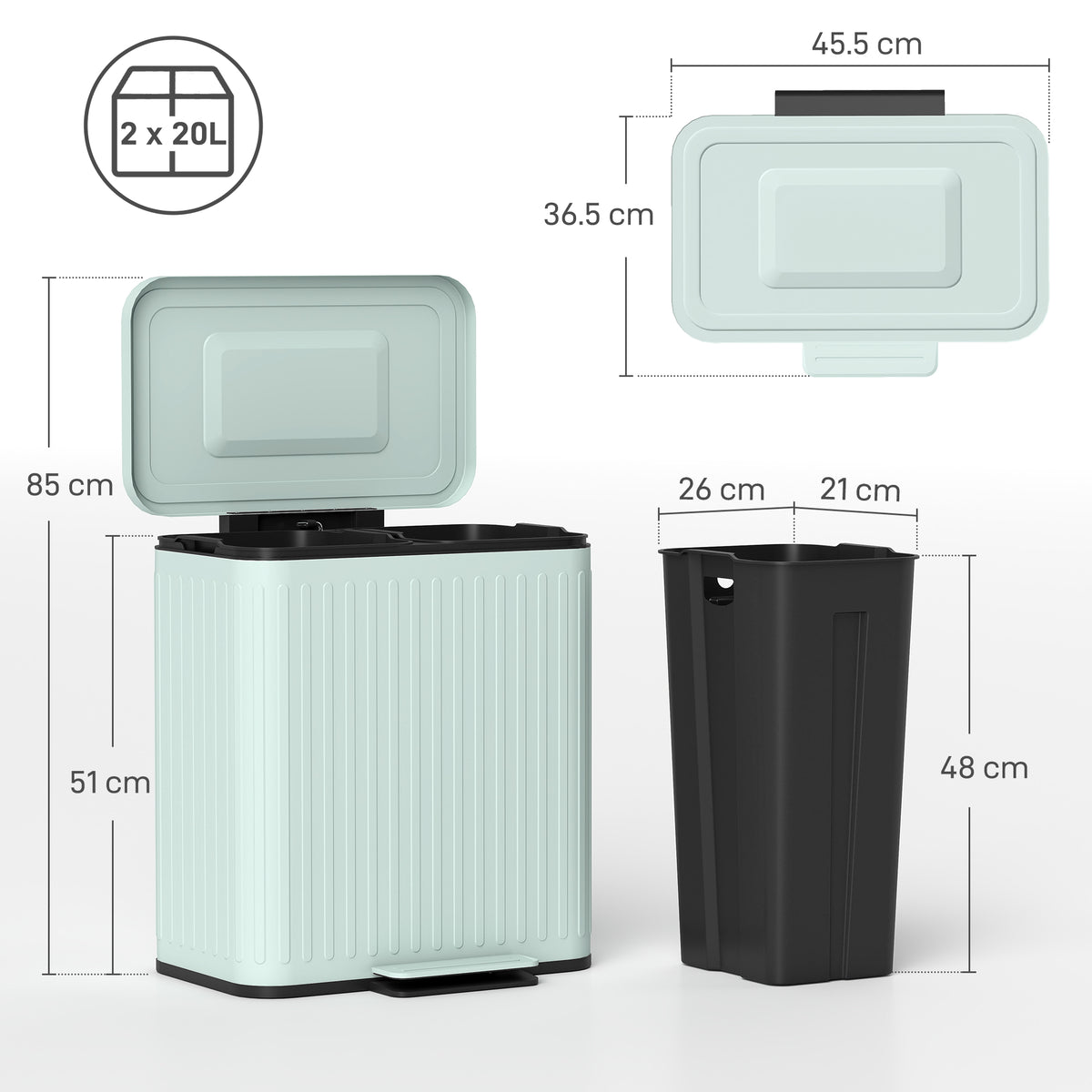 Dual Compartment Pedal Bin with Soft-Close Lid
