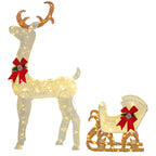 Light-Up Reindeer and Sleigh Christmas Decoration White