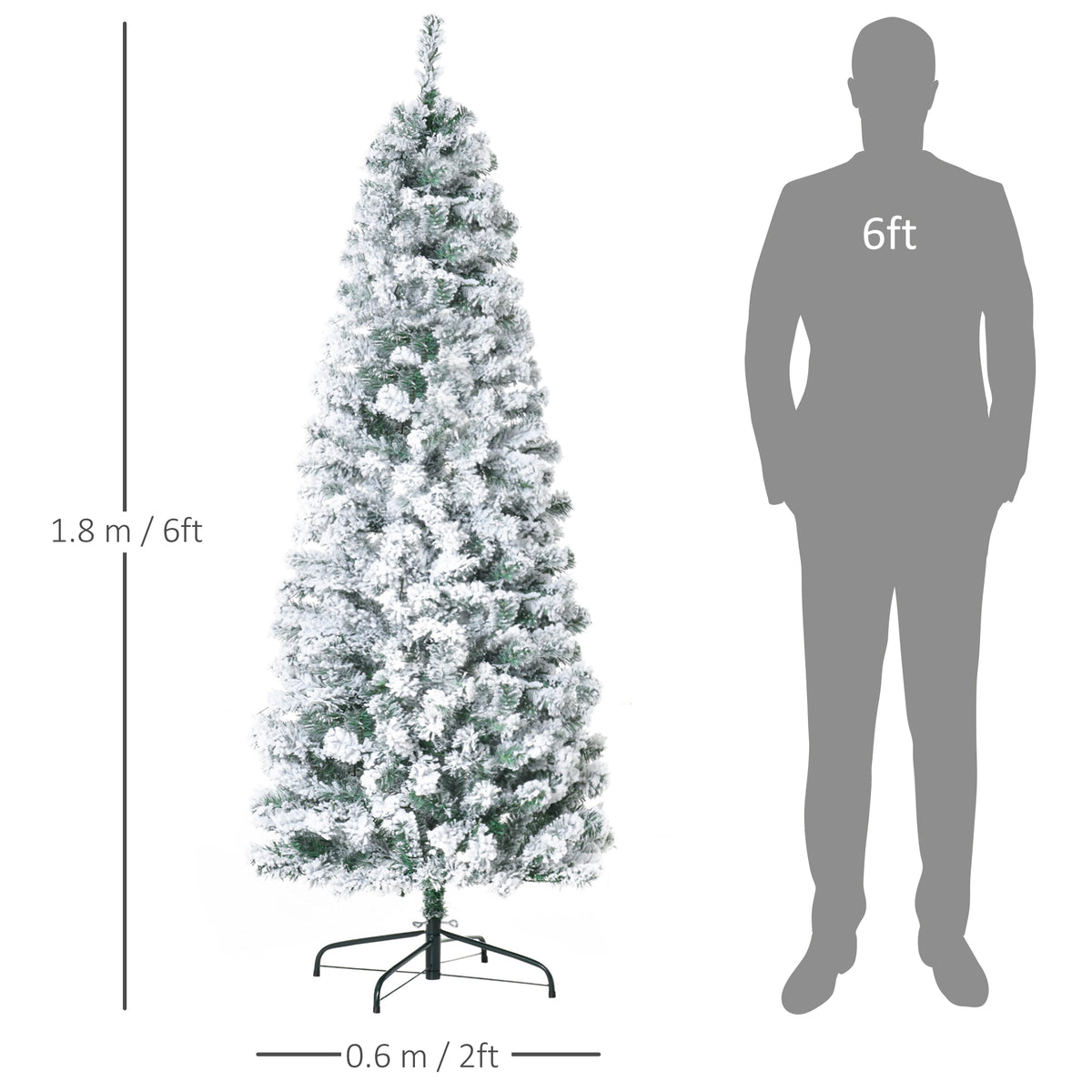 6ft Pre-Lit Snow Flocked Christmas Tree with Warm White LED Lights