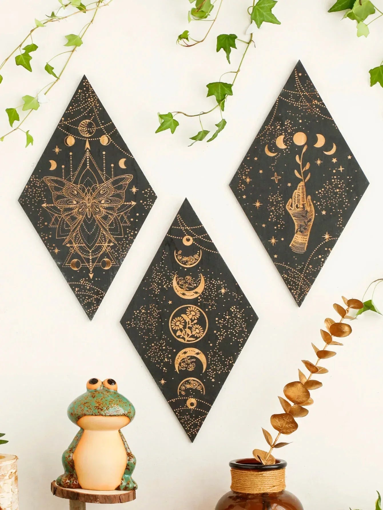 Black Moon Phases Wooden Wall Decor