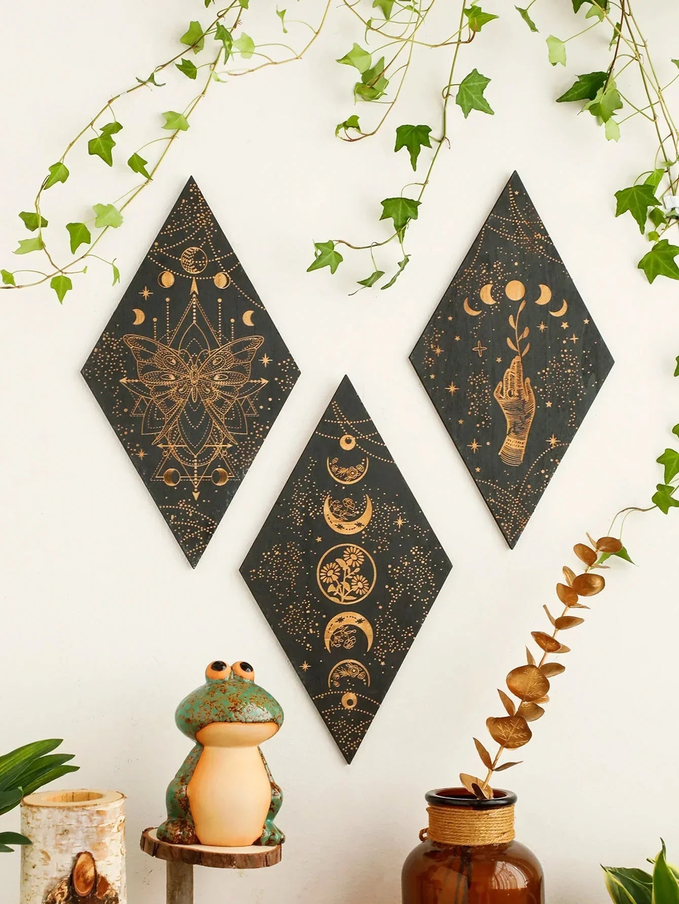 Black Moon Phases Wooden Wall Decor