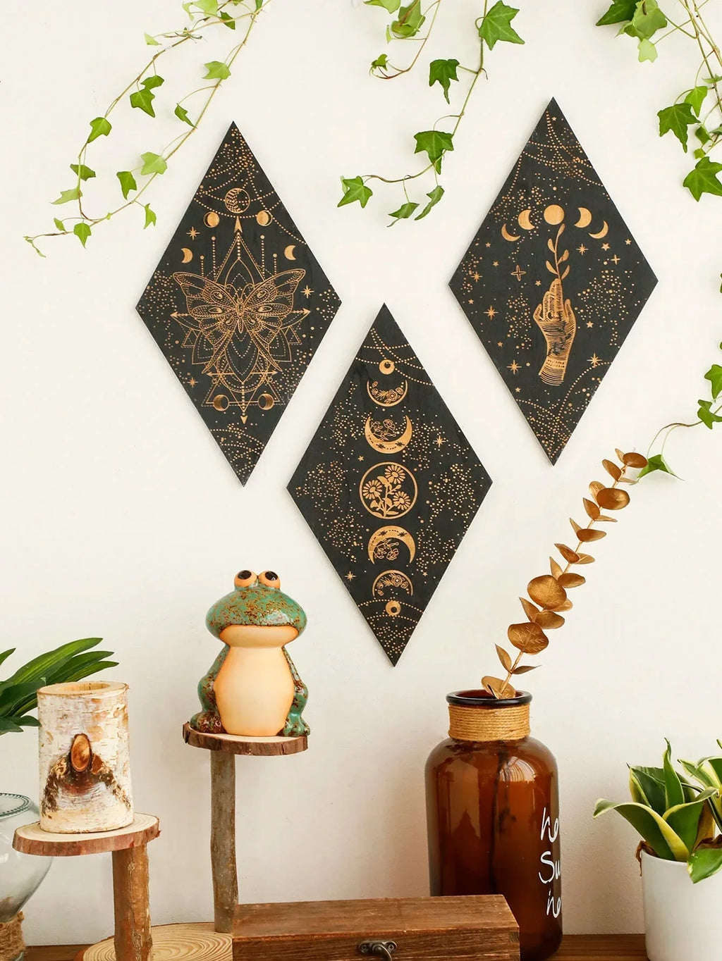 Black Moon Phases Wooden Wall Decor