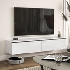 White High Gloss Floating TV Cabinet with 2 Cupboards