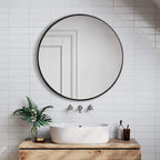 Round Black Framed Bathroom Mirror Modern Bathroom Decor