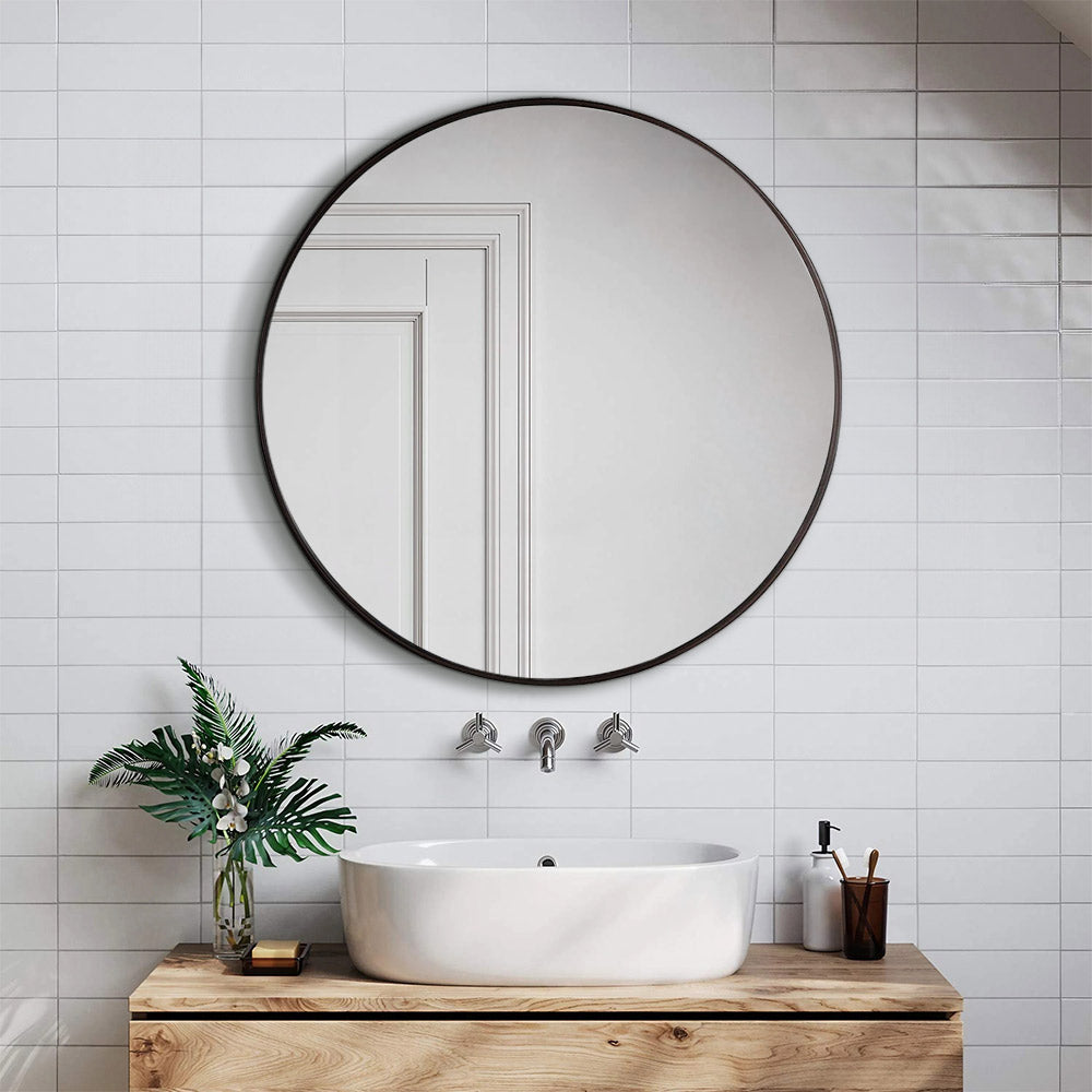Round Black Framed Bathroom Mirror Modern Bathroom Decor