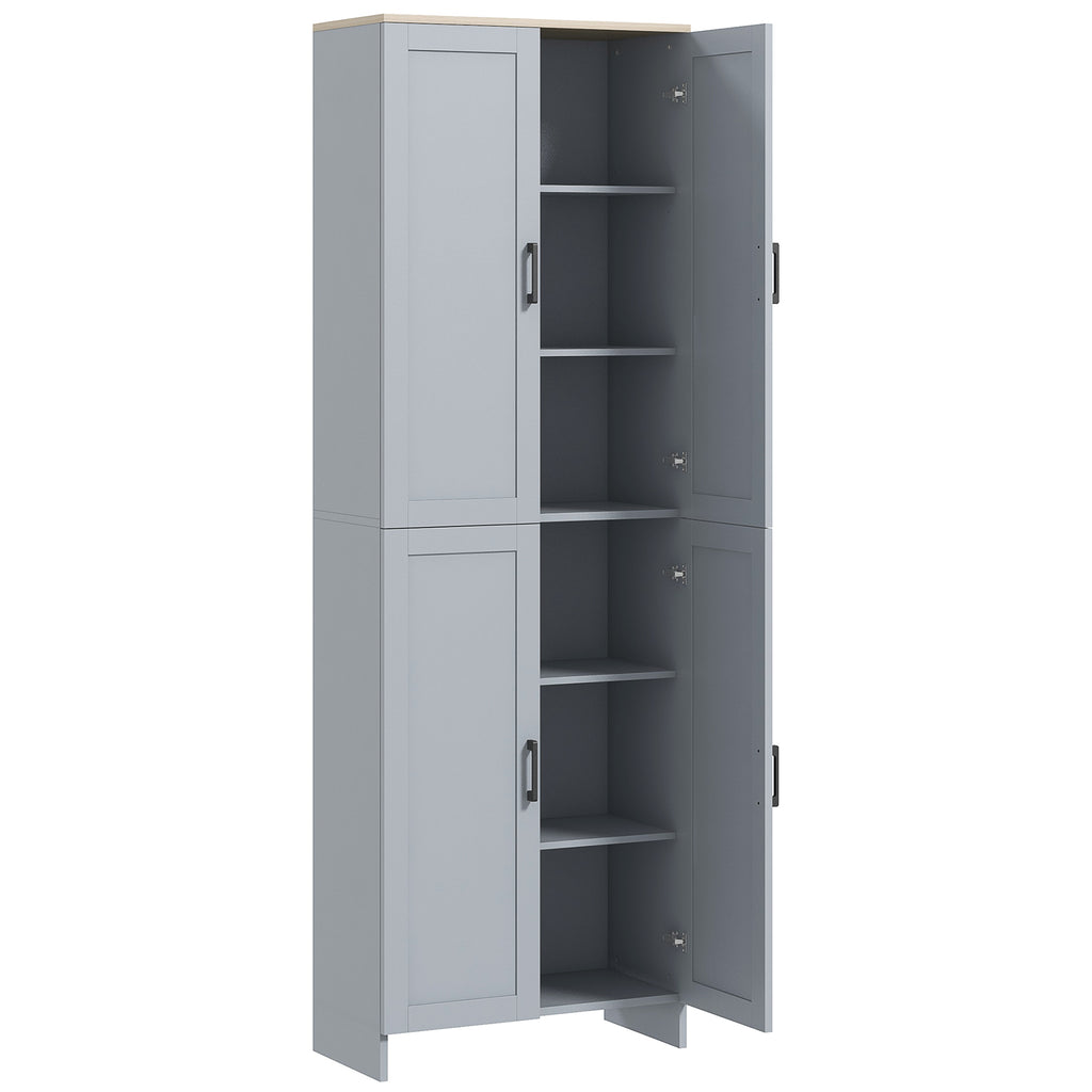 Slim Tall Storage Cupboard with Six-Tier Adjustable Shelving