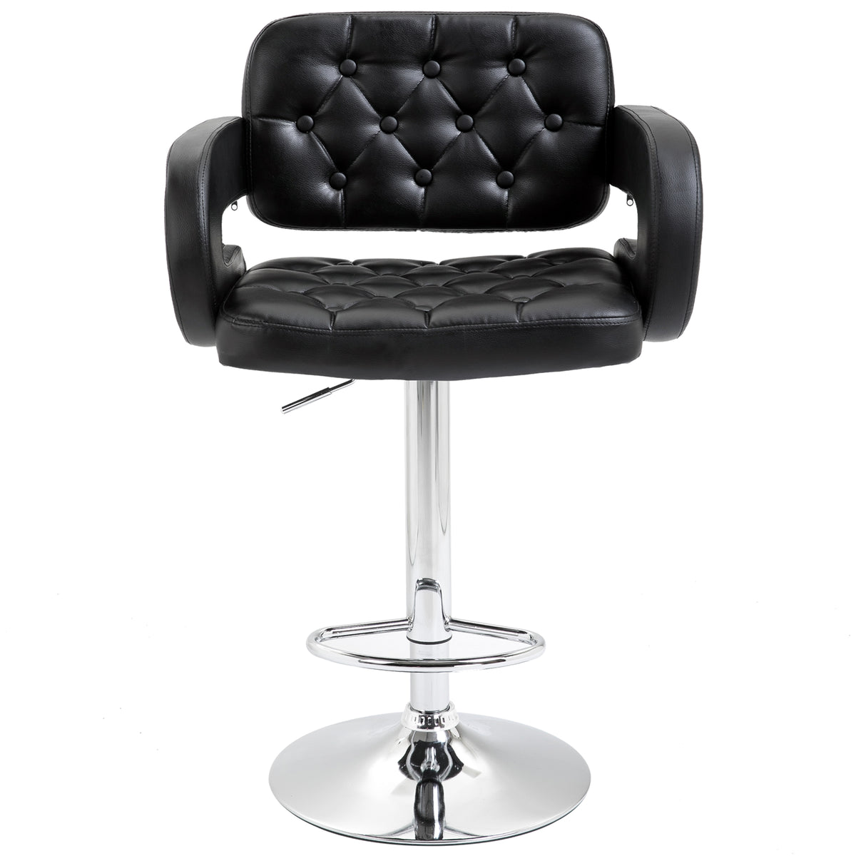 PU Leather Swivel Bar Stool with Backrest and Footrest