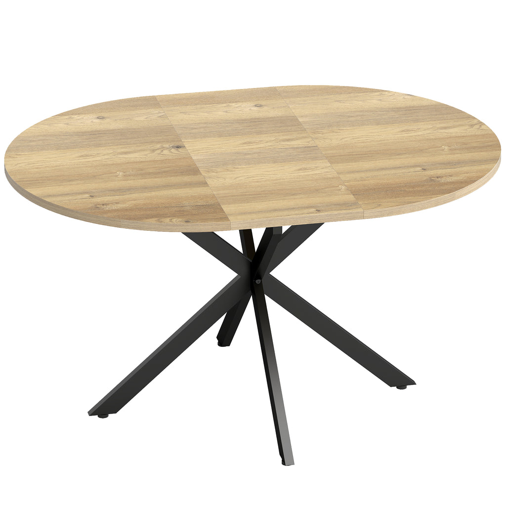 Extendable Industrial Dining Table with Butterfly Leaf Natural Wood