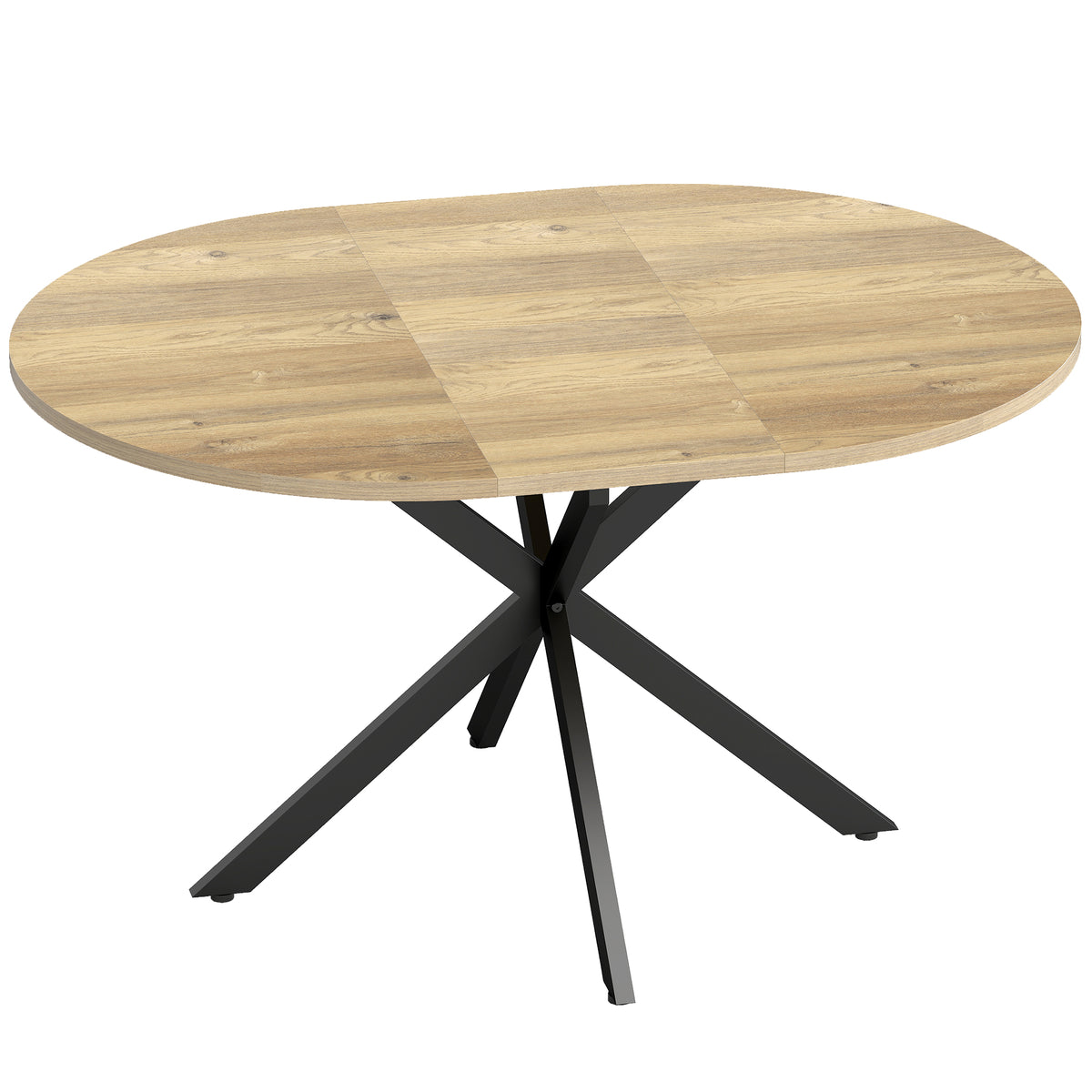 Extendable Industrial Dining Table with Butterfly Leaf Natural Wood