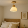 Ailse Natural Wood and Glass LED Ceiling Lamp