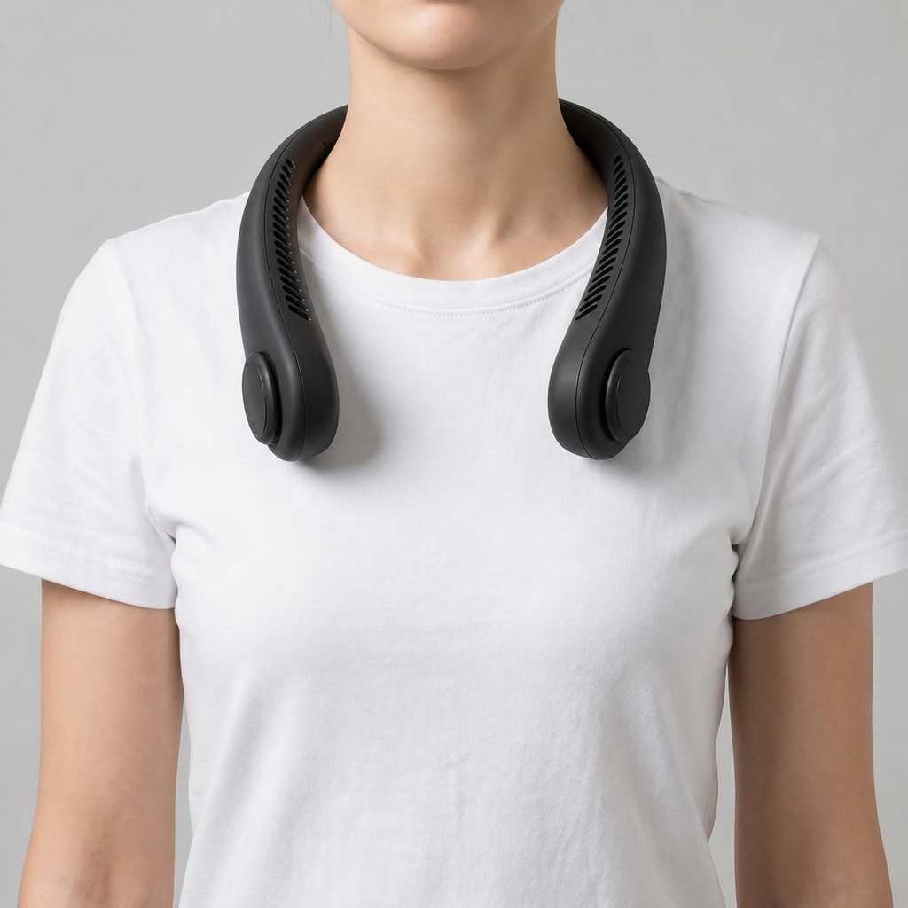 Rechargeable Bladeless Neck Fan Wearable Cooling Device for Personal Use