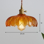 Vintage Flower Pendant Lamp with Coloured Glass Shade