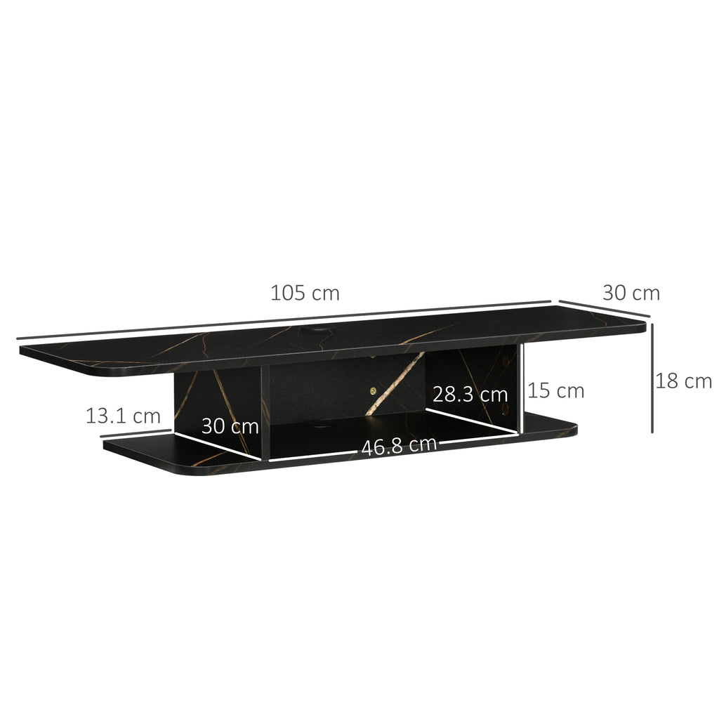 Floating Wall-Mounted TV Shelf with Storage - Black