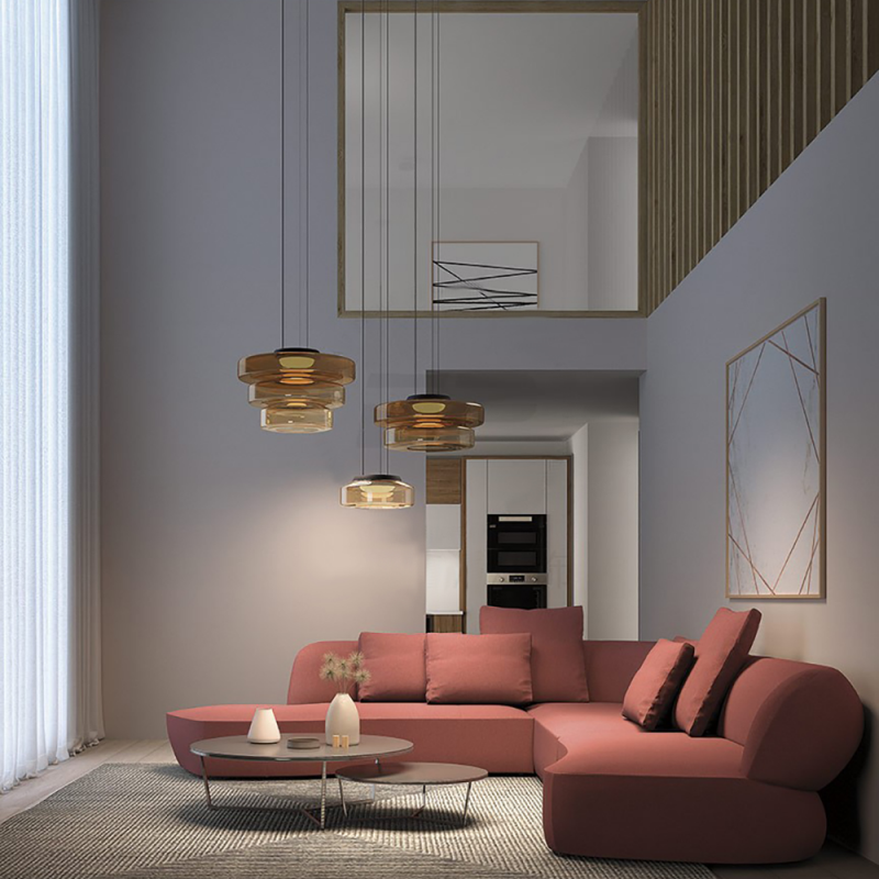 Bauhaus Style Layered Glass Pendant Lamp