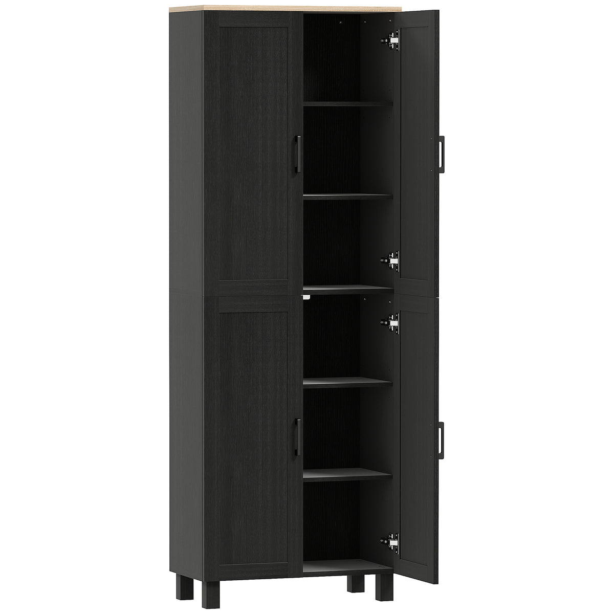 Slim Tall Storage Cupboard with Six-Tier Adjustable Shelving - Black