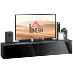 High Gloss Floating TV Cabinet with 2 Cupboards - Grey
