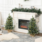 Set of 2 3ft Pre-Lit Tabletop Christmas Trees with LED Lights