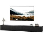 Black Fluted Floating TV Stand with Cable Management