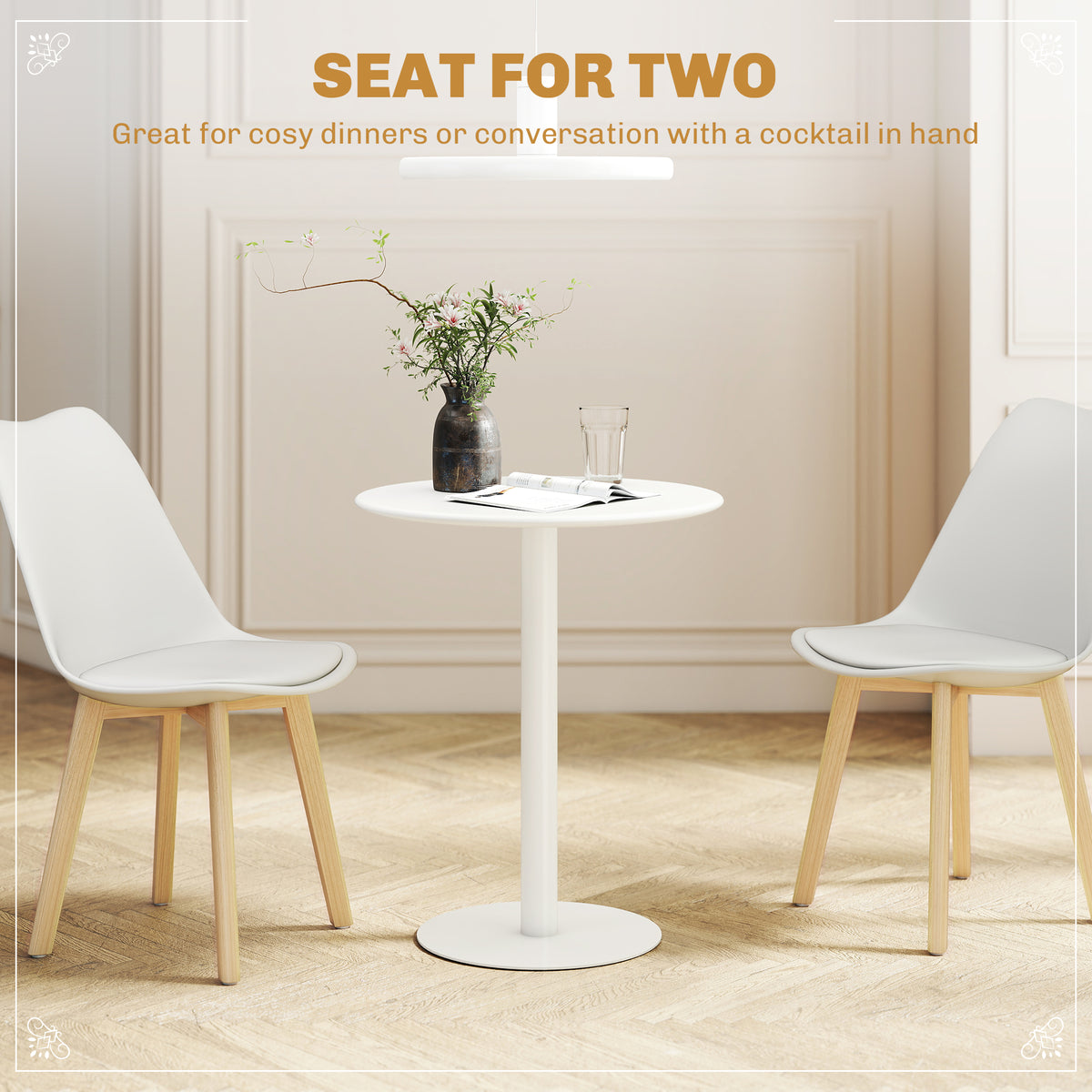 Small Round Bistro Dining Table with Steel Base