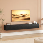 Black Fluted Floating TV Stand with Cable Management