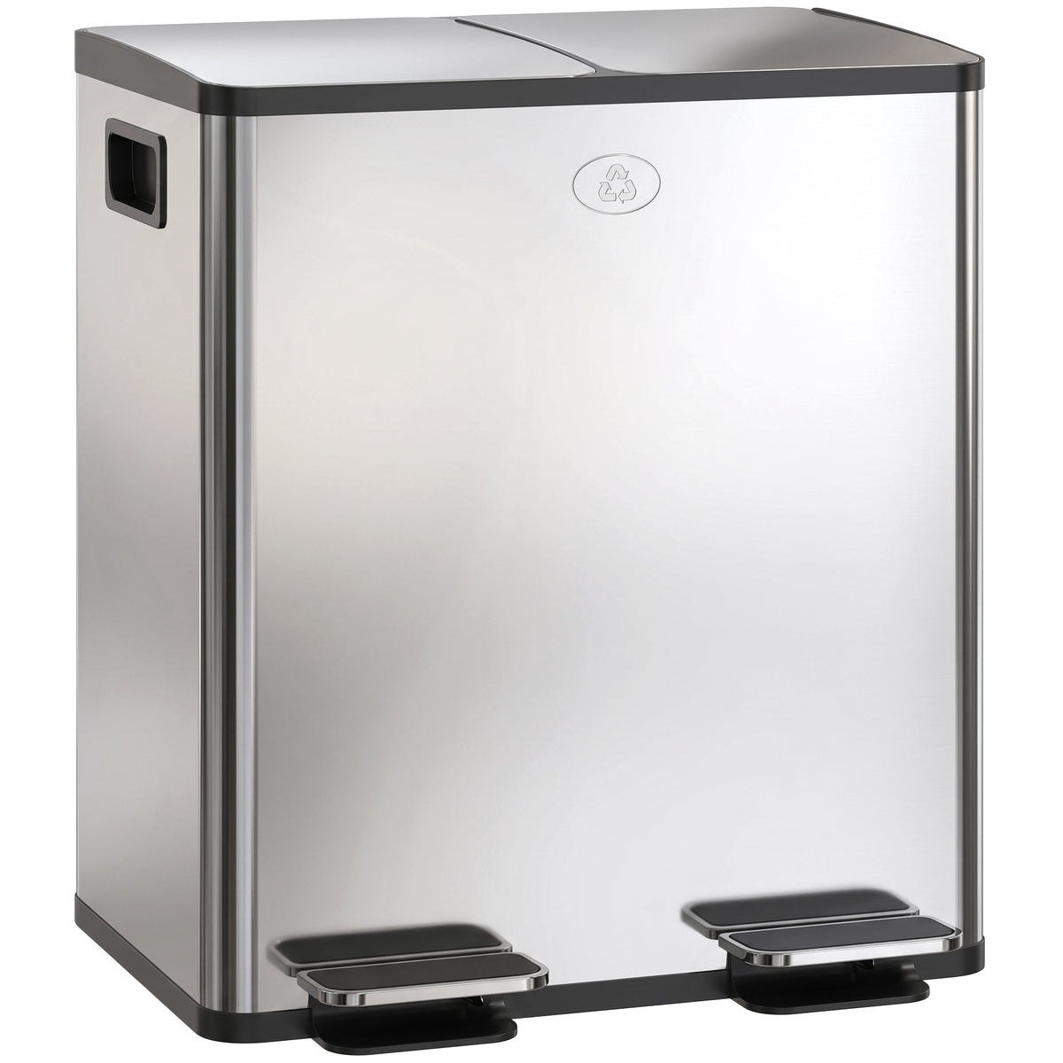 Dual Compartment Recycling Bin with Deodoriser Holders - Silver