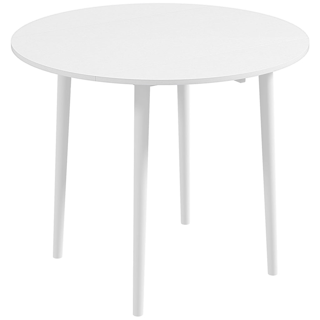 Round Drop Leaf Folding Dining Table for Four - White