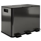 Triple Compartment Pedal Bin with Soft-Close Lid - Black