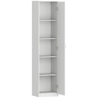 Slim Five-Tier Pantry Storage Cabinet with Soft-Close Hinges White