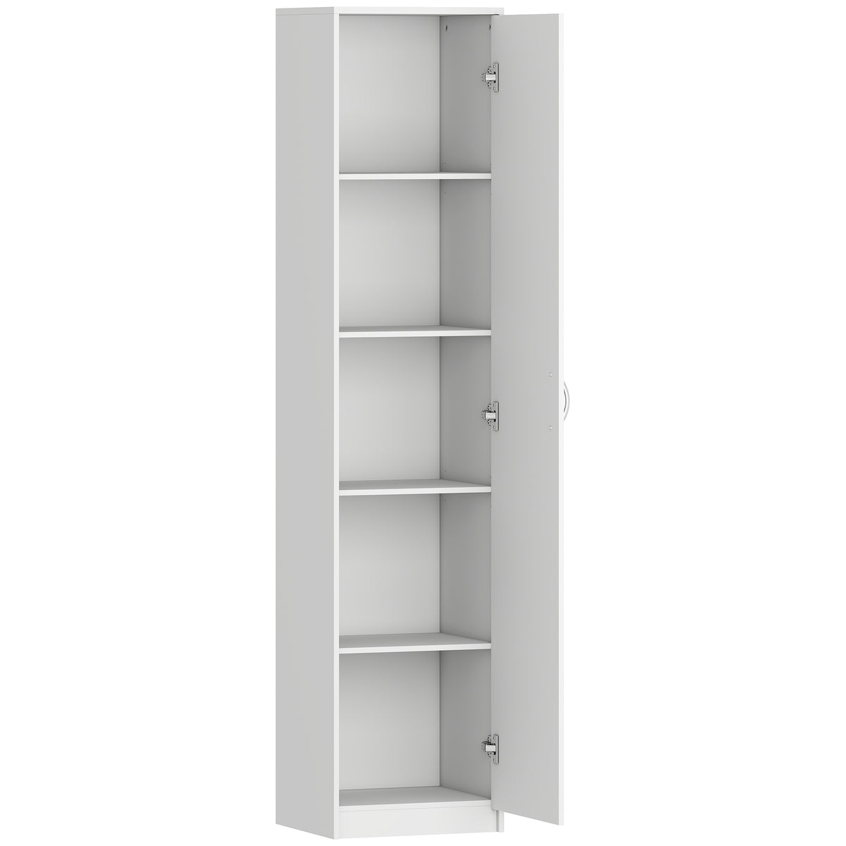 Slim Five-Tier Pantry Storage Cabinet with Soft-Close Hinges White