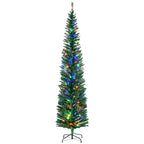 7.5ft Pre-Lit Pencil Shape Christmas Tree with Colourful LED Lights