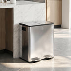 Dual Compartment Recycling Bin with Deodoriser Holders - Silver
