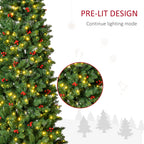 7 Foot Prelit Artificial Pencil Christmas Tree with Warm White LED Lights and Red Berries