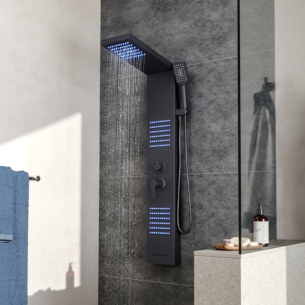 LED Shower Panel Tower with Body Jets