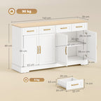 Sideboard Buffet Cabinet with Four Drawers and Adjustable Shelves