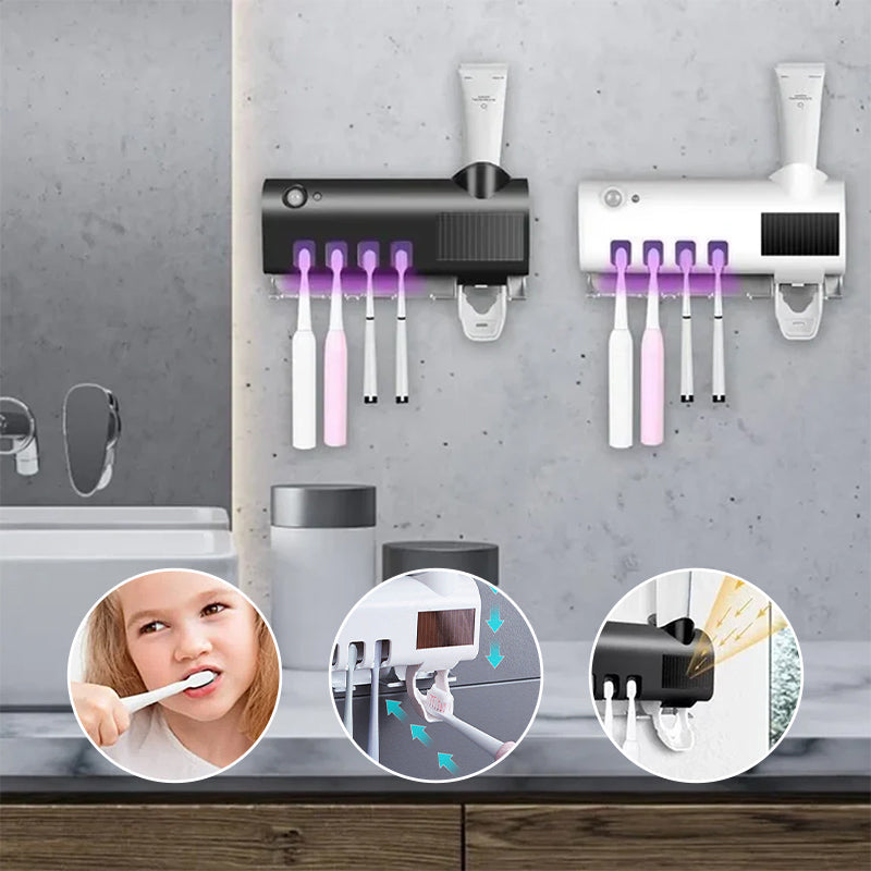 UV Light Toothbrush Holder with Automatic Toothpaste Dispenser