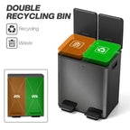 Dual Compartment Recycling Bin with Deodoriser Holders - Black (Alt)