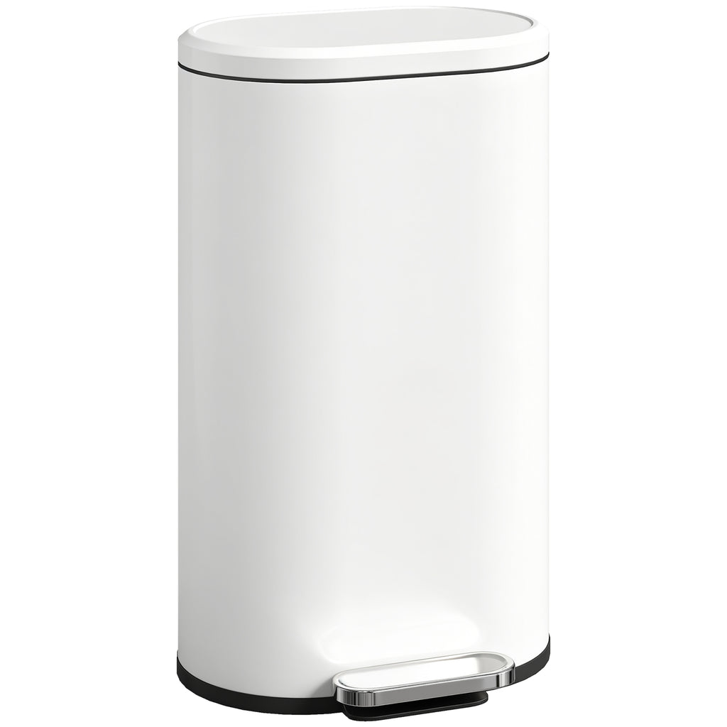 Slim Curved Pedal Kitchen Bin with Soft-Close Lid - Cream