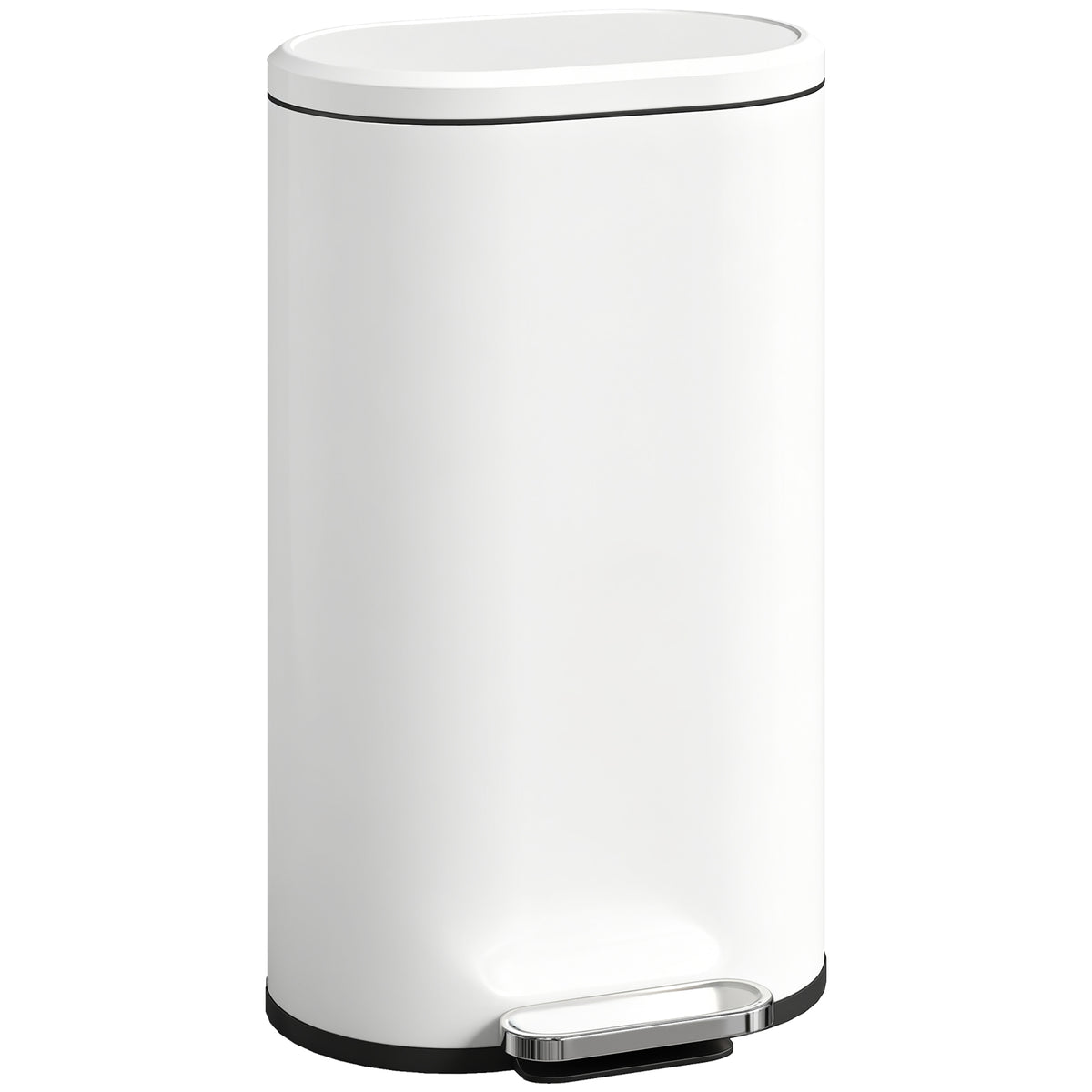 Slim Curved Pedal Kitchen Bin with Soft-Close Lid - Cream