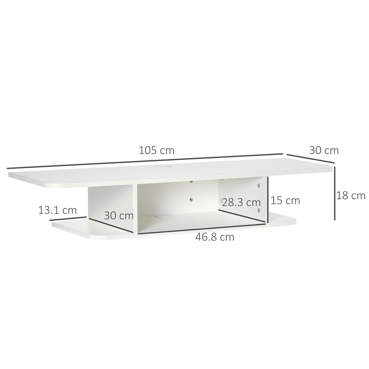 White Floating Wall-Mounted TV Shelf with Storage