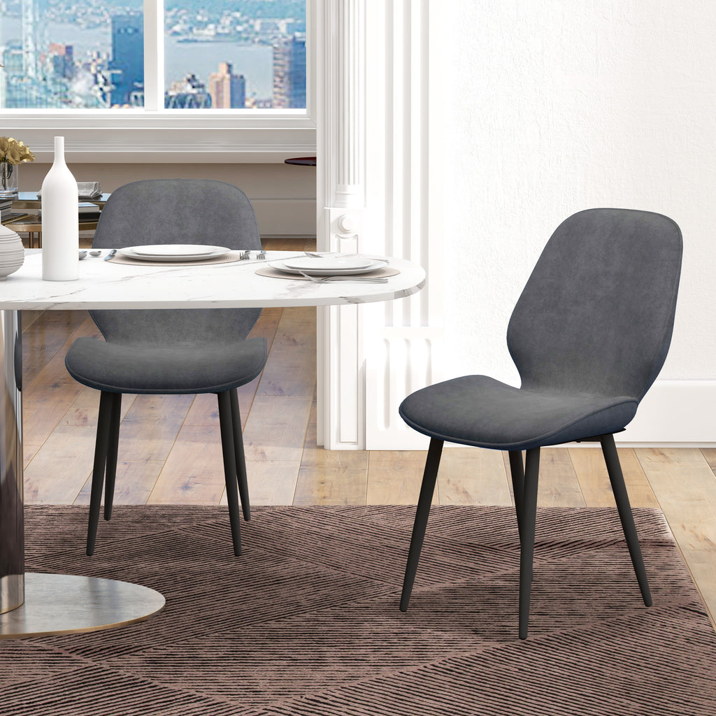 Velvet Dining Chairs Set of 2 with Steel Legs