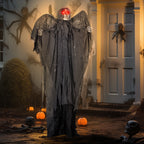 Grey Winged Grim Reaper Animatronic Halloween Decoration
