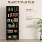 Slim Tall Storage Cupboard with Six-Tier Adjustable Shelving - Black