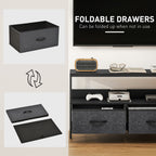 and Black TV Cabinet with Foldable Linen Drawers - Black