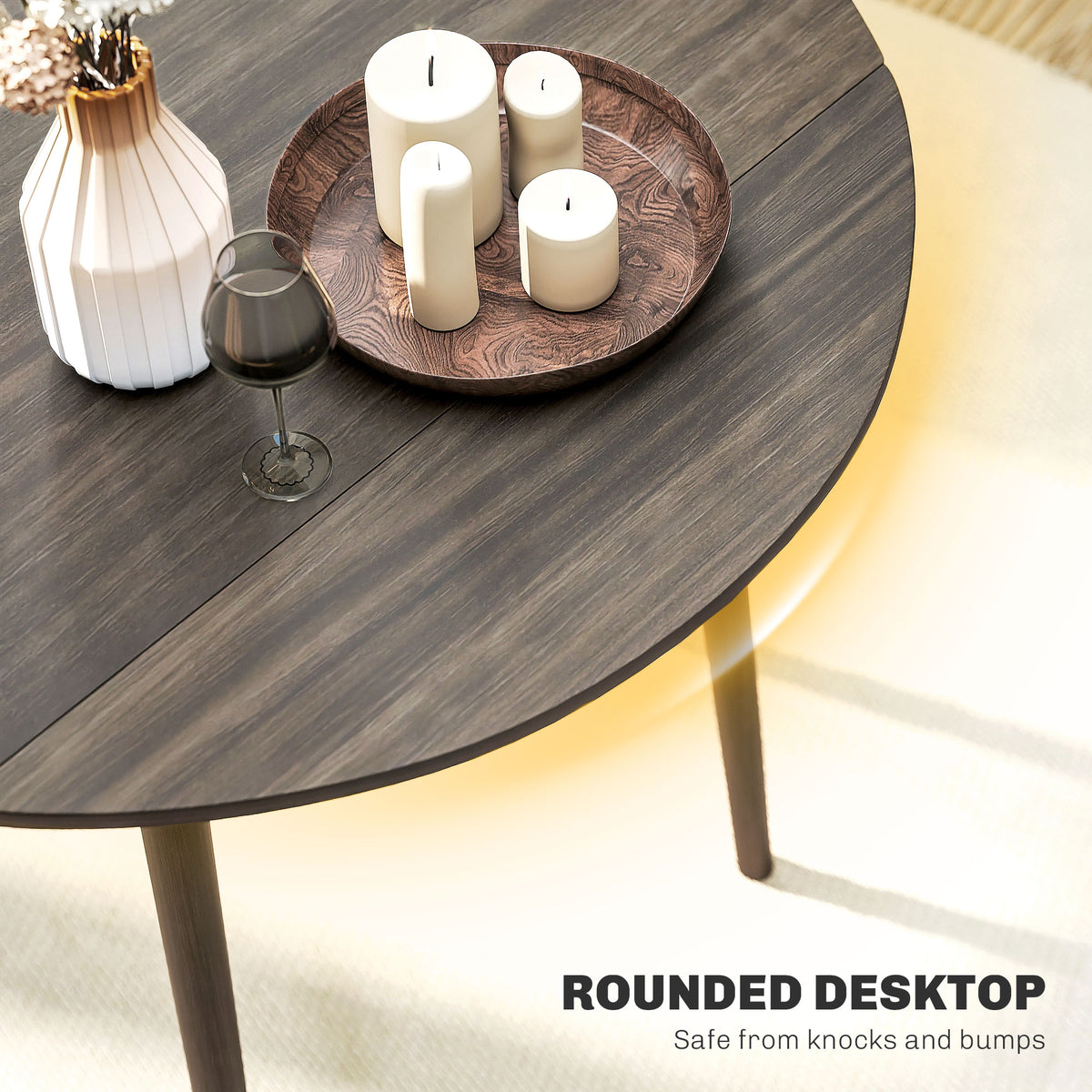 Round Drop Leaf Folding Dining Table for Four