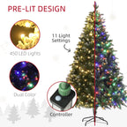 7ft Pre-Lit Artificial Christmas Tree with Dual Colour LED Lights Green