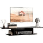 Floating Wall-Mounted TV Shelf with Storage - Black