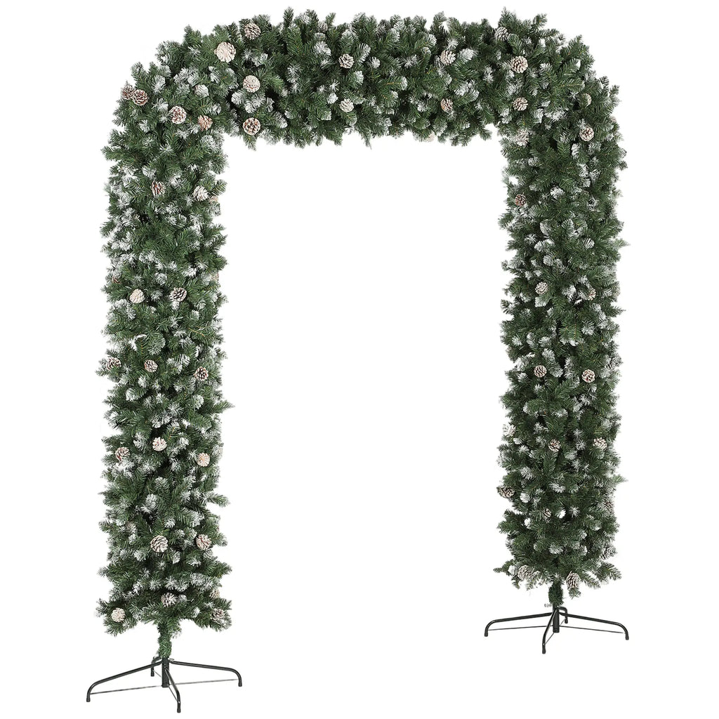8.2ft Snow Frosted Christmas Tree Arch for Doorways Green