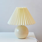 Ceramic Table Lamp with Folded Shade Warm Ambient Lighting
